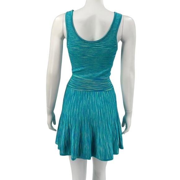 Torn‎ by Ronny Kobo Dress Womens Small Fit & Flare Skater Mini Blue Ribbed Knit - Picture 5 of 9